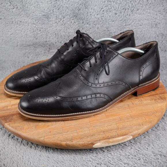 Johnston Murphy Carriker Leather Wingtip Brogue Black Oxfords 59-1987 Sz 13 M - Picture 3 of 7